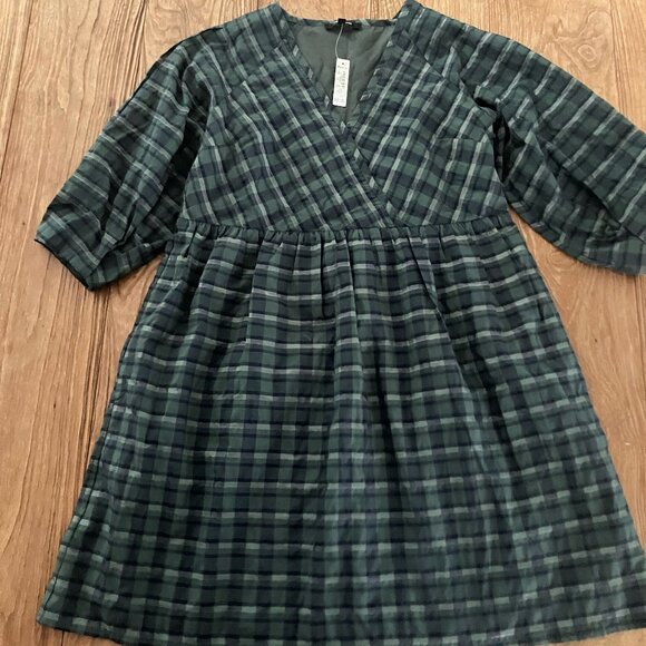 NWT Madewell Marianna Puff-Sleeve Mini Dress in Plaid, Sz XS - Picture 3 of 4